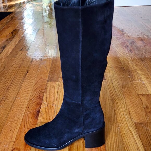 AQUATALIA Black Suede Waterproof Knee-High Boots Zip - Picture 6 of 10